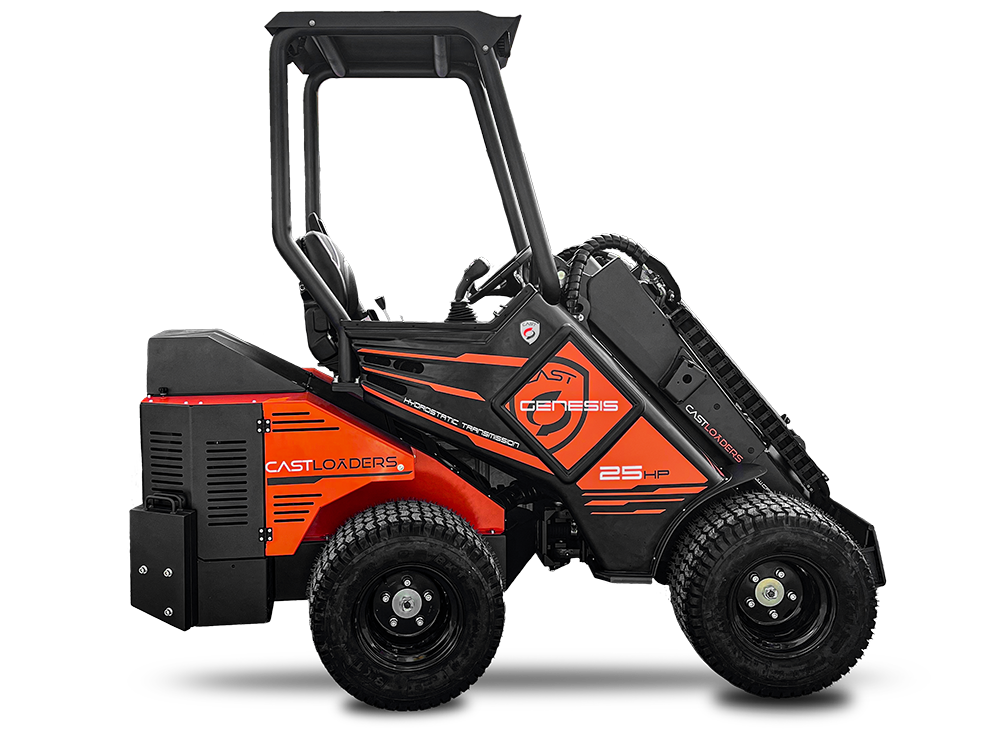 Castloaders Genesis 25HP, vista laterale, Minipala articolata